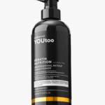 Чёрный флакон-помпа YOUtoo Keratin Nutrition Conditioner 500 мл на белой подставке — YOUtoo