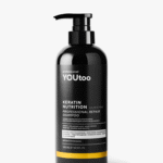 Чёрный флакон-помпа YOUtoo Keratin Nutrition Shampoo 500 мл на белом фоне — YOUtoo