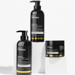 Три флакона YOUtoo Keratin Nutrition: шампунь, кондиционер и маска на подставках — YOUtoo